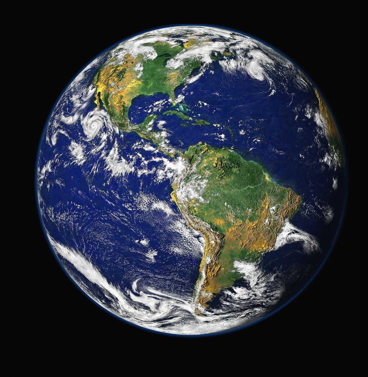 foto do planeta terra visto de longe, tendo por foco as Américas